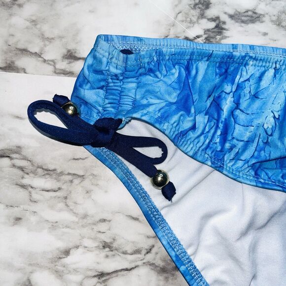 NWT Antonio Melani Women Cobalt Cougar Tunnel Tie Bikini Bottom Md Beach Pool - Picture 3 of 4